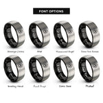 font options for inside engraving on black & silver spider emblem web rings