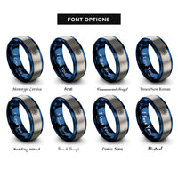 font options for inside engraving on blue & gray spider emblem web rings