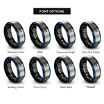 font options for inside engraving on black & blue & silver spider top view rings