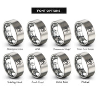 font options for inside engraving on grey spider top view rings