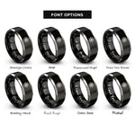 font options for inside engraving on black & gray spider web rings