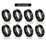 font options for inside engraving on black & grey spider web rings