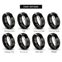 font options for inside engraving on black & grey spider web rings