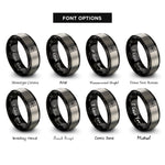 font options for inside engraving on black & silver spider web border rings