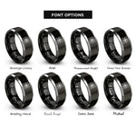 font options for inside engraving on black & grey spider web border rings