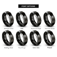 font options for inside engraving on black & grey spider web border rings
