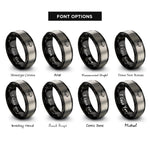 font options for inside engraving on black & silver spiked collar padlock rings