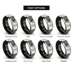 font options for inside engraving on black & gray spiked collar padlock rings