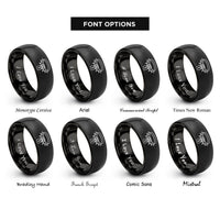 font options for inside engraving on black spiked collar padlock rings