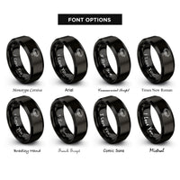 font options for inside engraving on black spiked collar padlock rings