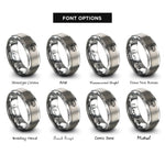 font options for inside engraving on grey spiked collar padlock rings