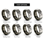 font options for inside engraving on gunmetal & gray spiked collar padlock rings