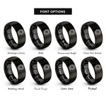 font options for inside engraving on black spiked tail curve rings