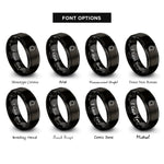 font options for inside engraving on black spiked tail curve rings