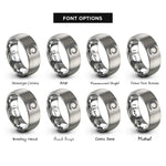 font options for inside engraving on grey spiked tail curve rings