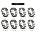 font options for inside engraving on gray spiked tail curve rings