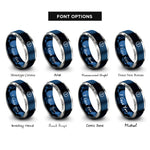 font options for inside engraving on blue & silver spiky burst rings