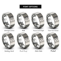 font options for inside engraving on gray spiky burst rings