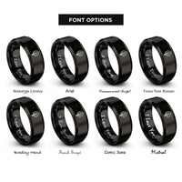 font options for inside engraving on black spinach leaf rings