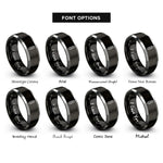 font options for inside engraving on black & silver spine rings
