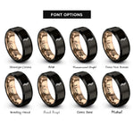 font options for inside engraving on black & rose gold spine curve rings