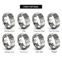 font options for inside engraving on silver spine rings