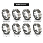 font options for inside engraving on silver spine rings