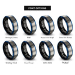 font options for inside engraving on black & blue & grey spinnaker sail wave rings