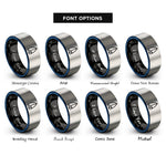 font options for inside engraving on black & blue & grey spinnaker sail wave rings