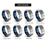 font options for inside engraving on blue & gray spinnaker sail wave rings