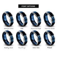 font options for inside engraving on blue & grey spinnaker sail wave rings