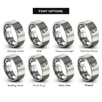 font options for inside engraving on grey spinnaker sail wave rings