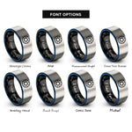 font options for inside engraving on black & blue & silver spinner circle rings