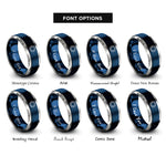 font options for inside engraving on blue & gray spinner circle rings
