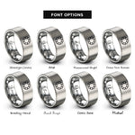 font options for inside engraving on grey spinner circle rings