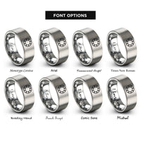 font options for inside engraving on grey spinner circle rings