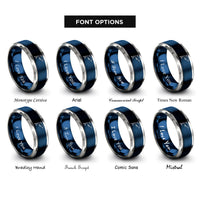font options for inside engraving on blue & silver spinner dolphin leaping rings