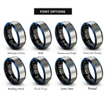 font options for inside engraving on black & blue & silver spinner hook rings
