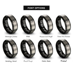 font options for inside engraving on black & gray spinner silhouette flag rings