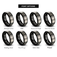 font options for inside engraving on black & gray spinner silhouette flag rings