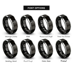 font options for inside engraving on black & silver spinner silhouette flag rings