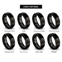 font options for inside engraving on black spinner silhouette flag rings