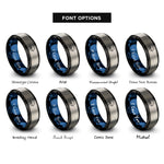 font options for inside engraving on black & blue & grey spinnerbait rings