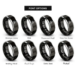 font options for inside engraving on black & gray spinning reel rings