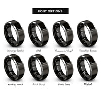 font options for inside engraving on black & silver spinning rod lure rings