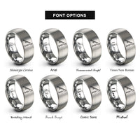 font options for inside engraving on grey spinning rod lure rings