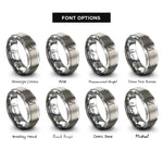 font options for inside engraving on grey spinning rod lure rings