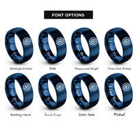 font options for inside engraving on blue spiral center dot rings