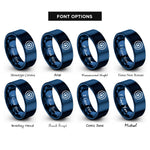 font options for inside engraving on blue spiral center dot rings