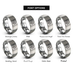 font options for inside engraving on silver spiral center dot rings